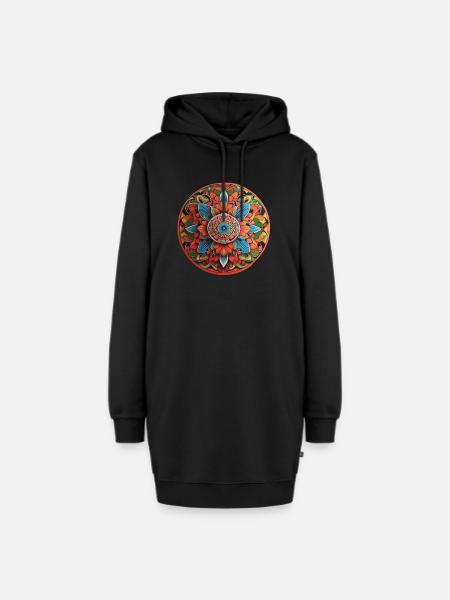 Mandala - Hoodie-Kleid - Schwarz