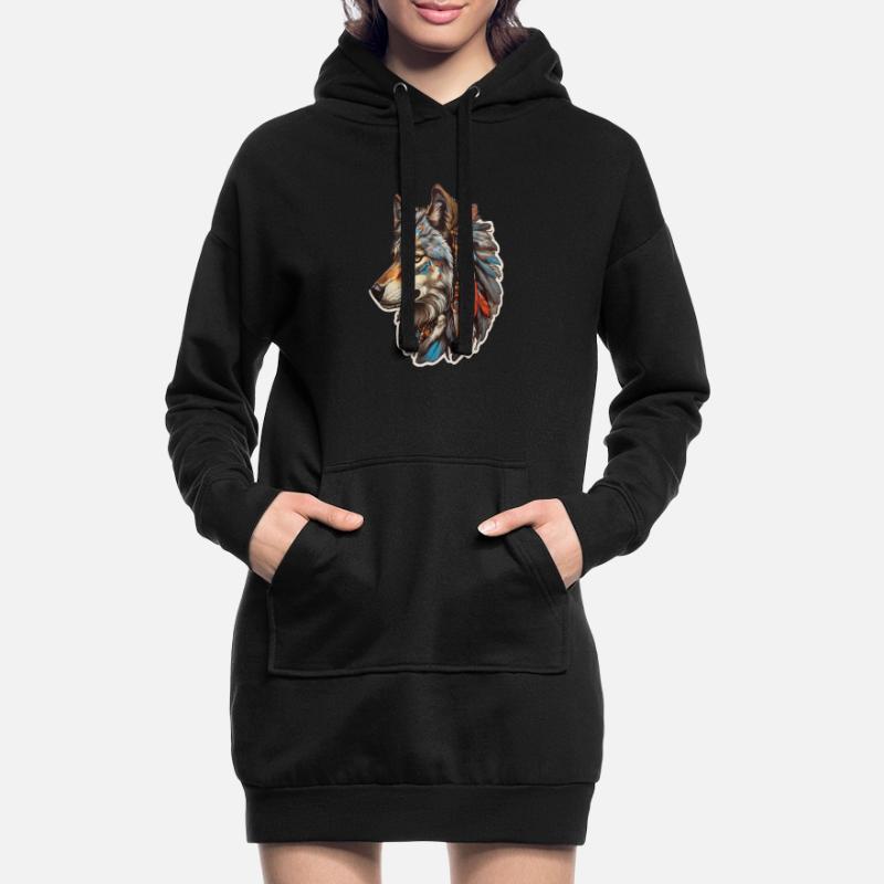 Wolf Indianer Hoodie-Kleid