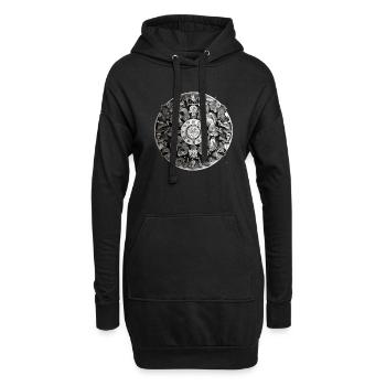 Mandala - Sweat-shirt à capuche long Femme - noir - Devant
