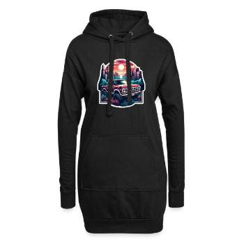 voiture vintage americaine et sportive - Sweat-shirt à capuche long Femme - noir - Devant