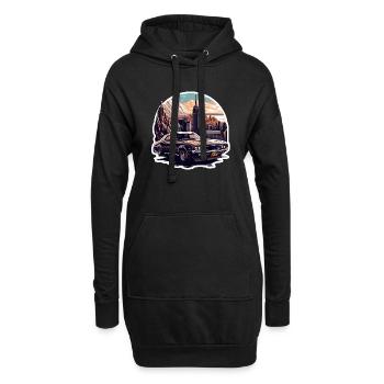 voiture vintage americaine et sportive - Sweat-shirt à capuche long Femme - noir - Devant