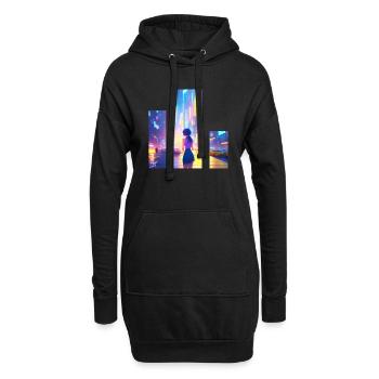 Mädchen in der Stadt - Hoodie-Kleid - Schwarz - Vorne