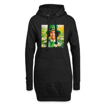 image saint patrick - Sweat-shirt à capuche long Femme - noir - Devant