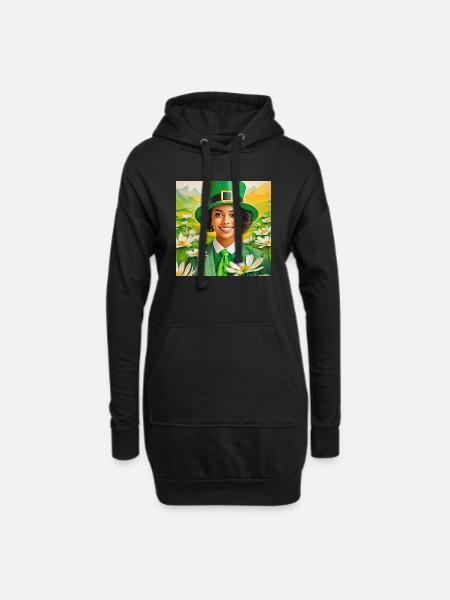 image saint patrick - Sweat-shirt à capuche long Femme - noir