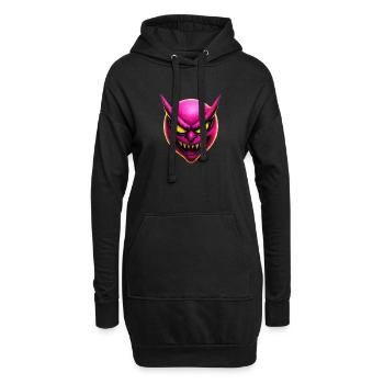 Pinker böser Smilie - Hoodie-Kleid - Schwarz - Vorne