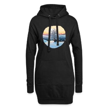 Winterzauber: Schneezauberbaum - Hoodie-Kleid - Schwarz - Vorne