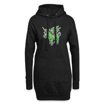 Illustration de licorne zombie - Sweat-shirt à capuche long Femme - noir - Devant