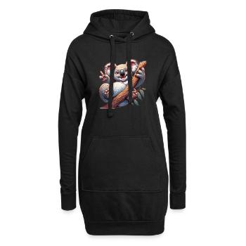 Süßer Koalabär freut sich. Für die Familie - Hoodie-Kleid - Schwarz - Vorne
