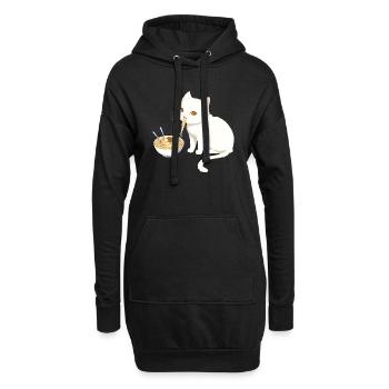 Chat qui mange des ramens #2 - Sweat-shirt à capuche long Femme - noir - Devant