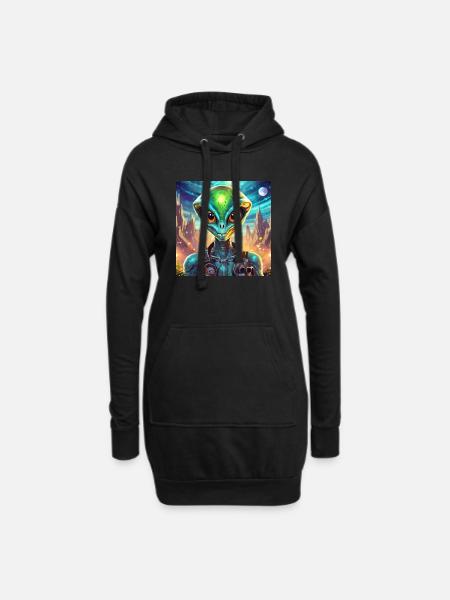 Glühwürmchen Alien Lustige Figur 28830 - Hoodie-Kleid - Schwarz