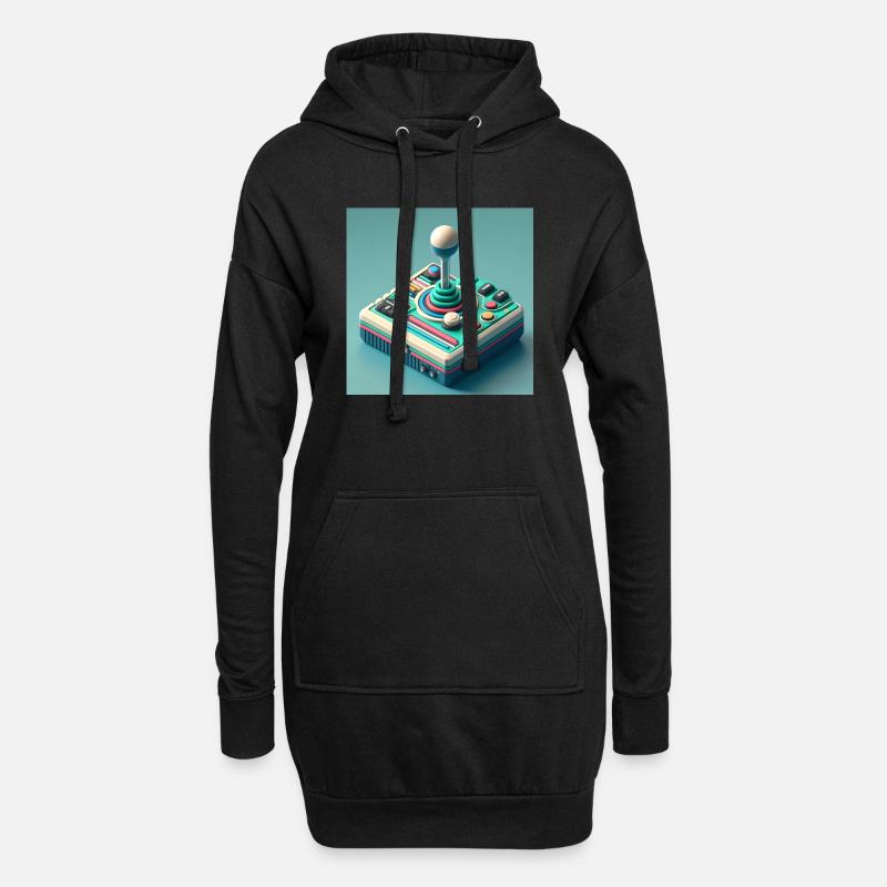 Joystick 7 - Hoodie-Kleid - Schwarz