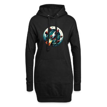 Retro-Rakete und Planeten - Hoodie-Kleid - Schwarz - Vorne