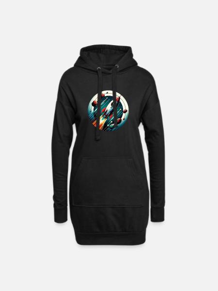 Retro Rocket and Planets - Hoodie Dress - black