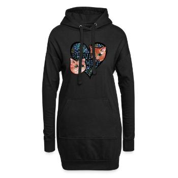 Kätzchen Katzen - Hoodie-Kleid - Schwarz - Vorne