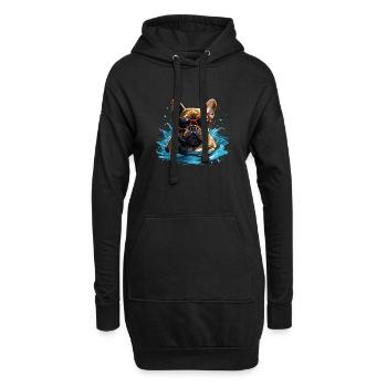 Meister im Hundeschwimmen - Hoodie-Kleid - Schwarz - Vorne