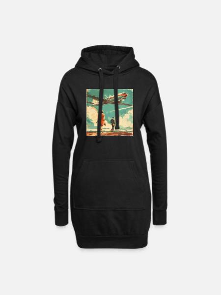 Vintage Airline Ad (fictional ) - Hoodie-Kleid - Schwarz