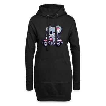 Cute Koala Bear on a Scooter I Motorcycle - Hoodie Dress - black - Front