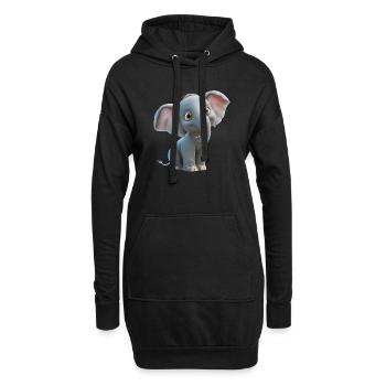 Drolliger kleiner Elefant - Hoodie-Kleid - Schwarz - Vorne