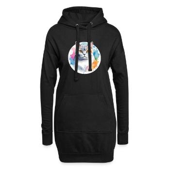 Aquarelle British Shorthair - Sweat-shirt à capuche long Femme - noir - Devant