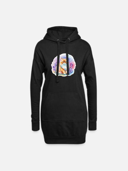 Persian Cat Watercolors - Hoodie Dress - black