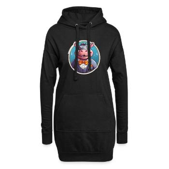 Lustiges Comic Nilpferd - Hoodie-Kleid - Schwarz - Vorne