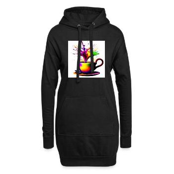 Kaffeetassen bunt 36 - Hoodie-Kleid - Schwarz - Vorne