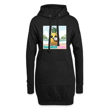 Summer Time Ananas Kokos Strandurlaub - Hoodie-Kleid - Schwarz - Vorne