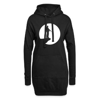 Soldat Mond Nacht Klippe Silhouette Kriegskämpfer - Hoodie-Kleid - Schwarz - Vorne
