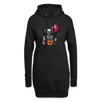 Clown de dessin animé effrayant avec un cheveux roux, sourire effrayant - Sweat-shirt à capuche long Femme - noir - Devant