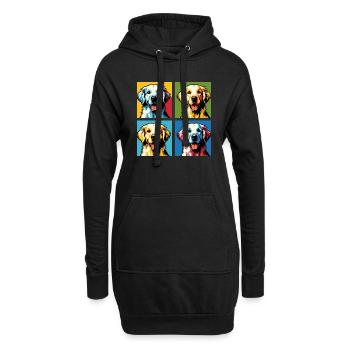 Portrait de chien Pop Golden Retriever - Portrait d’animal de compagnie - Sweat-shirt à capuche long Femme - noir - Devant