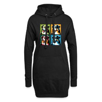 Portrait de chien de berger australien Pop - Sweat-shirt à capuche long Femme - noir - Devant