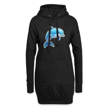 Saut de dauphin - Sweat-shirt à capuche long Femme - noir - Devant