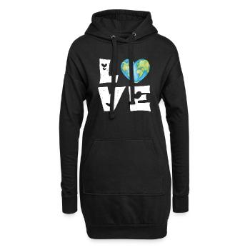 Liebe Erde Herz - Hoodie-Kleid - Schwarz - Vorne
