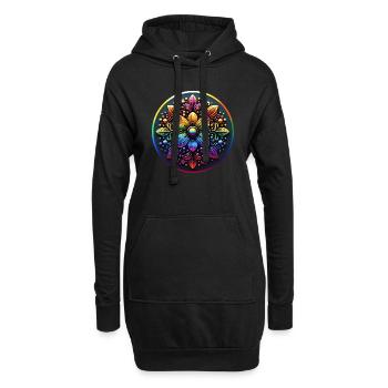 Fleur arc-en-ciel mécanique 2 - Sweat-shirt à capuche long Femme - noir - Devant