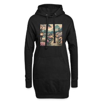 Japan Vintage Azaleen Laternen - Hoodie-Kleid - Schwarz - Vorne