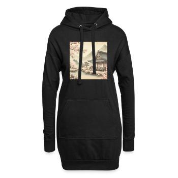Japon Vintage Bright - Sweat-shirt à capuche long Femme - noir - Devant
