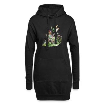 Fantaisie Fée Magie Conte de Fées Fille Nature Été - Sweat-shirt à capuche long Femme - noir - Devant