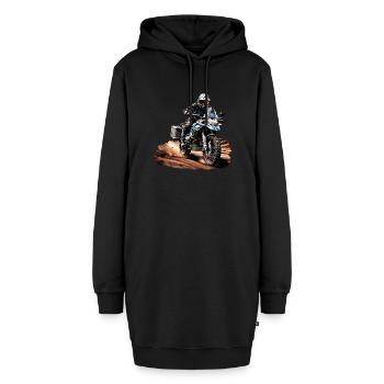 Motorrad GS im Gelände - Hoodie-Kleid - Schwarz - Vorne - AI Model Female 172 light (172cm)