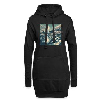 Japon Vintage Scène De Nuit - Sweat-shirt à capuche long Femme - noir - Devant