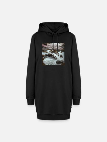 Japan Vintage Zengarten Kirschblüte - Hoodie-Kleid - Schwarz