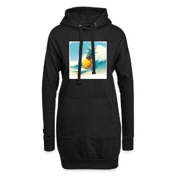 Drôle d’ananas surfant sur les vagues - Sweat-shirt à capuche long Femme - noir - Devant