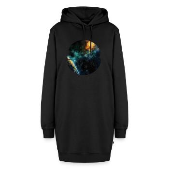 Das Universum ist Faszination und Inspiration - Hoodie-Kleid - Schwarz - Vorne - AI Model Female 172 light (172cm)