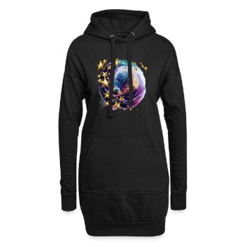 Funkelnde Sterne in der Dunkelheit - Hoodie-Kleid - Schwarz - Vorne