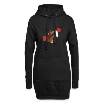 Peace and love - Sweat-shirt à capuche long Femme - noir - Devant