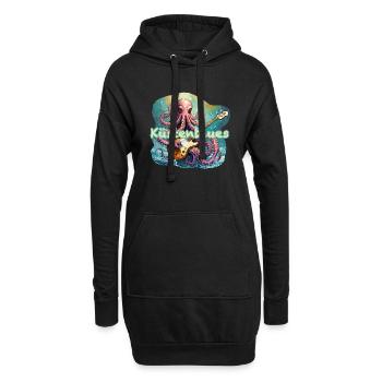 Musikalischer Tintenfisch - Hoodie-Kleid - Schwarz - Vorne