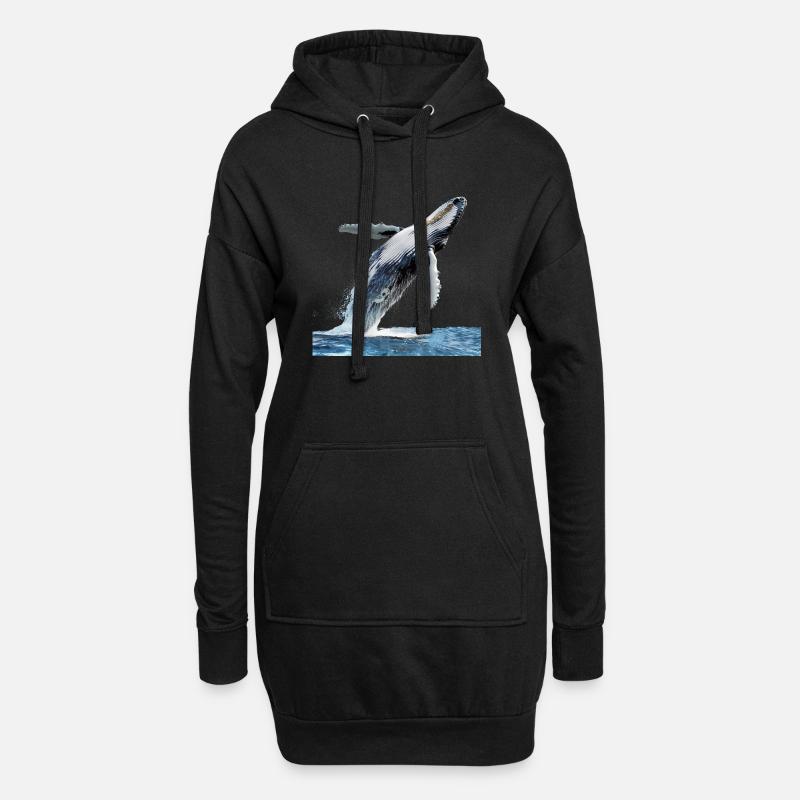 Ein majestätisches Schauspiel eines Buckelwales - Hoodie-Kleid - Schwarz