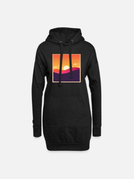 Sonnenunter-Sonnenaufgang - Hoodie-Kleid - Schwarz