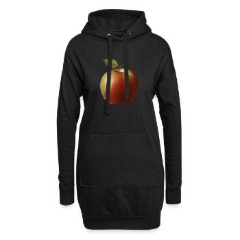 Apfel mit grünen Blatt - Hoodie-Kleid - Schwarz - Vorne