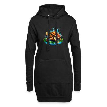 Coole Schildkröte - Hoodie-Kleid - Schwarz - Vorne