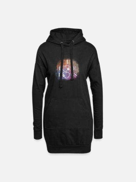 Ich liebe Hunde - Hoodie-Kleid - Schwarz